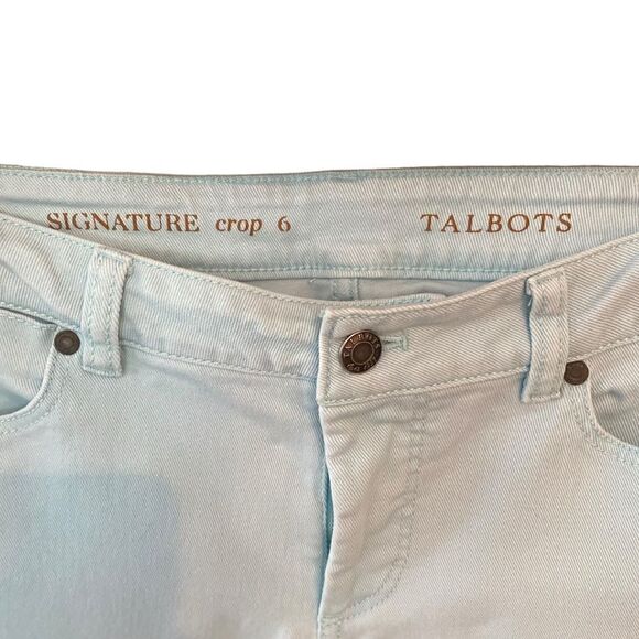 Talbots Sz 6 Turquoise Denim Anke Zippers Crop Ankle Signature Jeans - Picture 4 of 6